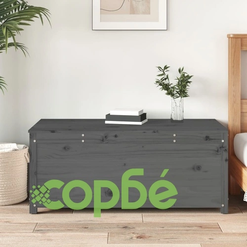 Кутия за съхранение, сива, 110x50x45,5 см, борово дърво масив ➤ топ цена ➤ sorbe.bg