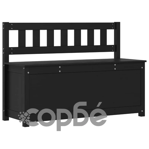 Пейка, черна, 110x41x76,5 см, борово дърво масив ➤ топ цена ➤ sorbe.bg