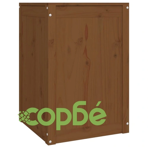 Кутия за пране, меденокафява, 44x44x66 см, борово дърво масив ➤ топ цена ➤ sorbe.bg
