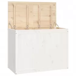 Кутия за пране, бяла, 88,5x44x66 см, борово дърво масив