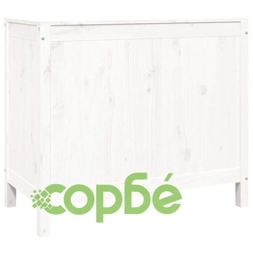 Кутия за пране, бяла, 88,5x44x76 см, борово дърво масив ➤ топ цена ➤ sorbe.bg