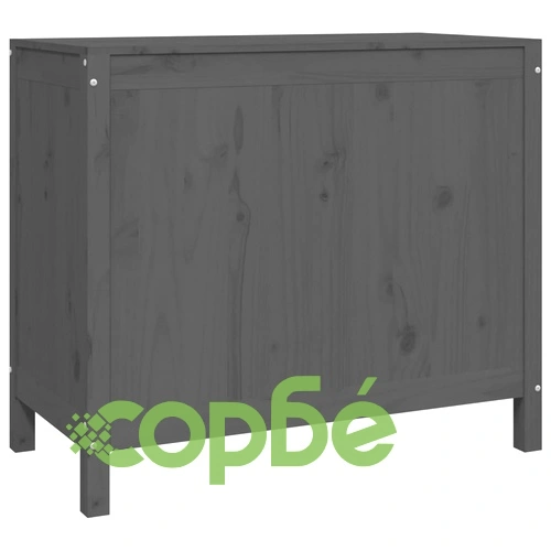 Кутия за пране, сива, 88,5x44x76 см, борово дърво масив ➤ топ цена ➤ sorbe.bg