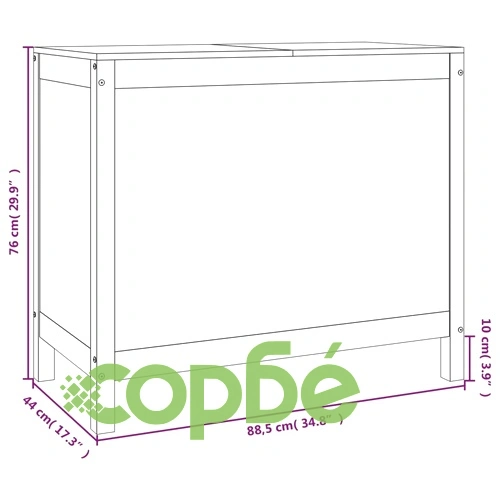 Кутия за пране, сива, 88,5x44x76 см, борово дърво масив ➤ топ цена ➤ sorbe.bg