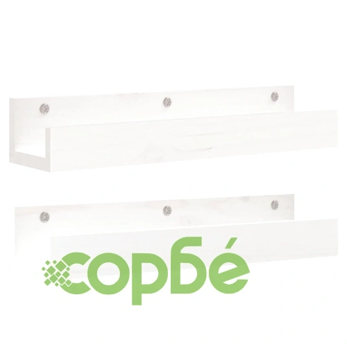 Стенни рафтове 2 бр бели 50x12x9 см масивно борово дърво ➤ топ цена ➤ sorbe.bg