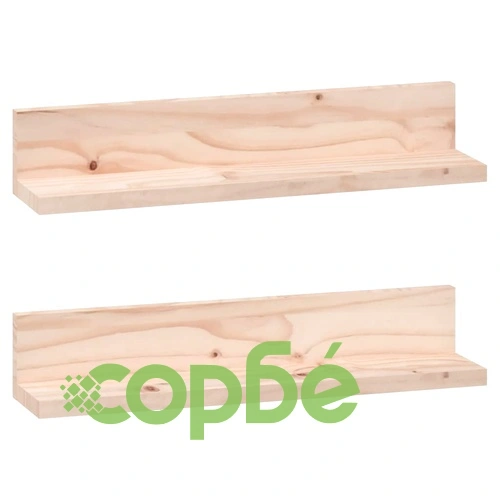 Стенни рафтове, 2 бр, 50x11x9 см, масивно борово дърво ➤ топ цена ➤ sorbe.bg