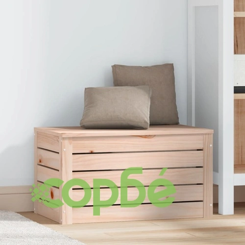 Кутия за съхранение, 59,5x36,5x33 см, борово дърво масив ➤ топ цена ➤ sorbe.bg