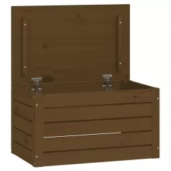 Кутия за съхранение, меденокафява, 59,5x36,5x33 см, бор масив