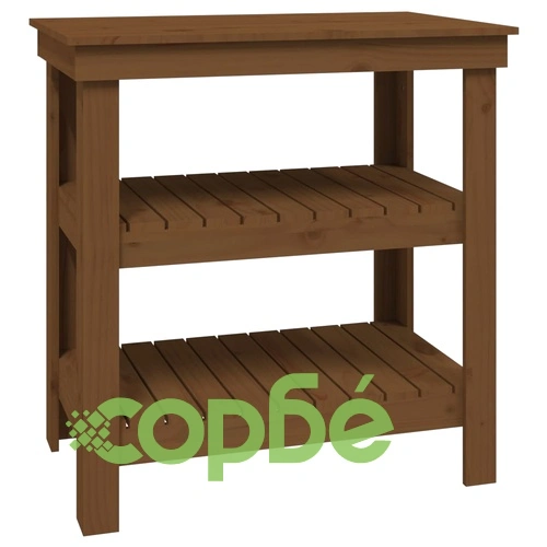Работна маса меденокафява 78,5x50x80 см борово дърво масив ➤ топ цена ➤ sorbe.bg