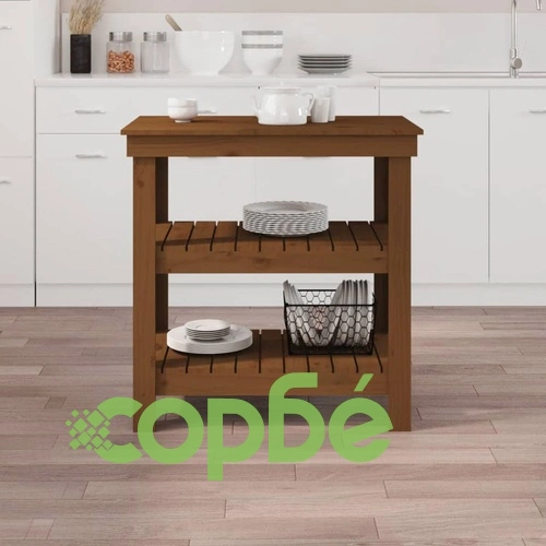 Работна маса меденокафява 78,5x50x80 см борово дърво масив ➤ топ цена ➤ sorbe.bg