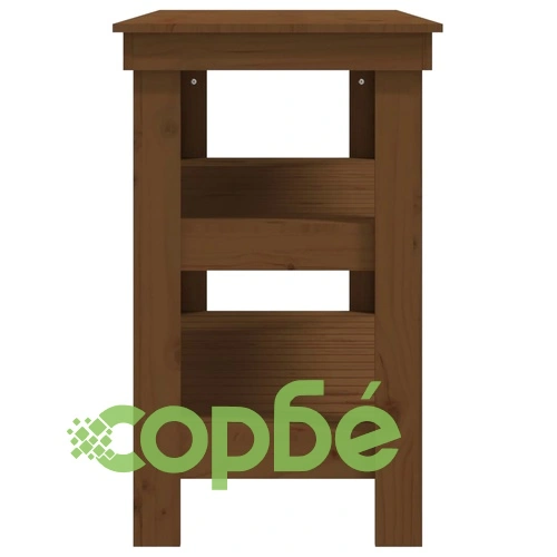 Работна маса меденокафява 110,5x50x80 см борово дърво масив ➤ топ цена ➤ sorbe.bg