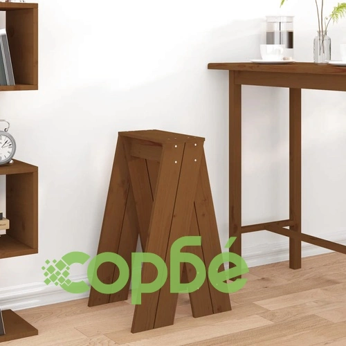 Табуретки, 2 бр, меденокафяви, 40x40x75 см, борово дърво масив ➤ топ цена ➤ sorbe.bg