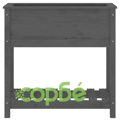 Плантер с рафт, сив, 82,5x34,5x81 см, борово дърво масив ➤ топ цена ➤ sorbe.bg