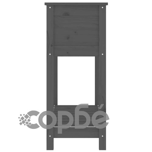 Плантер с рафт, сив, 82,5x34,5x81 см, борово дърво масив ➤ топ цена ➤ sorbe.bg