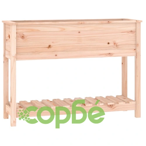 Плантер с рафт, 111,5x34,5x81 см, борово дърво масив ➤ топ цена ➤ sorbe.bg