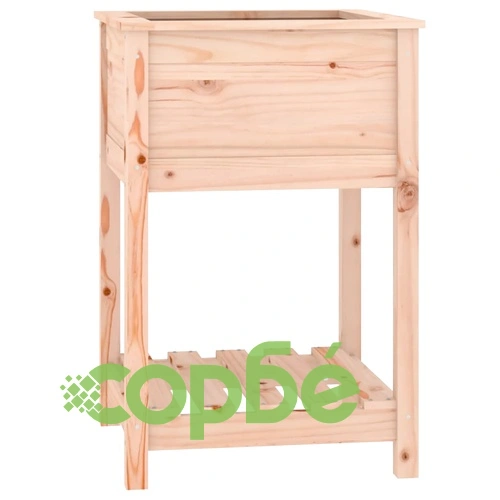 Плантер с рафт, 54x54x81 см, борово дърво масив ➤ топ цена ➤ sorbe.bg