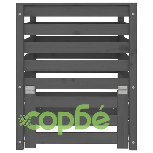 Компостер, сив, 63,5x63,5x77,5 см, борово дърво масив ➤ топ цена ➤ sorbe.bg