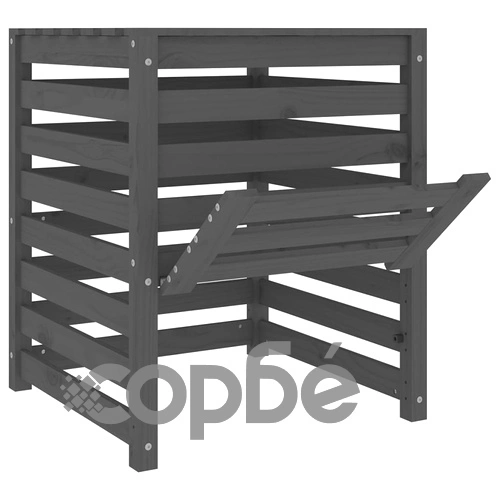 Компостер, сив, 63,5x63,5x77,5 см, борово дърво масив ➤ топ цена ➤ sorbe.bg