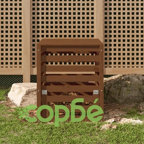 Компостер, меденокафяв, 63,5x63,5x77,5 см, борово дърво масив ➤ топ цена ➤ sorbe.bg