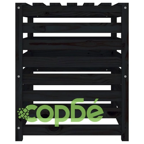 Компостер, черен, 63,5x63,5x77,5 см, борово дърво масив ➤ топ цена ➤ sorbe.bg