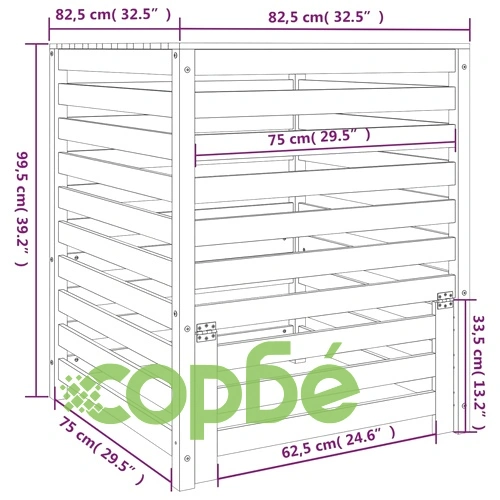 Компостер 82,5x82,5x99,5 см борово дърво масив ➤ топ цена ➤ sorbe.bg