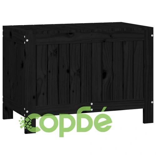 Кутия за съхранение, черна, 76x42,5x54 см, борово дърво масив ➤ топ цена ➤ sorbe.bg