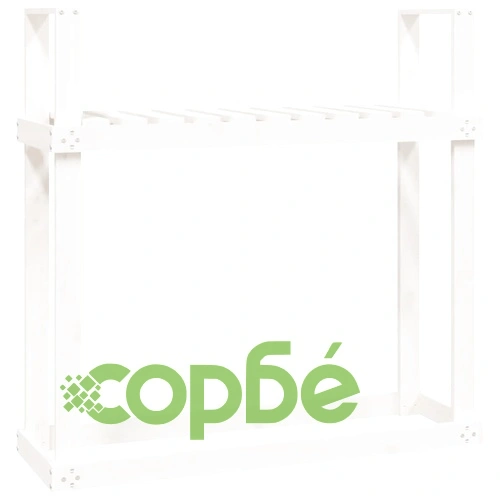 Поставка за дърва за огрев бяла 110x35x108,5 масивно дърво бор ➤ топ цена ➤ sorbe.bg