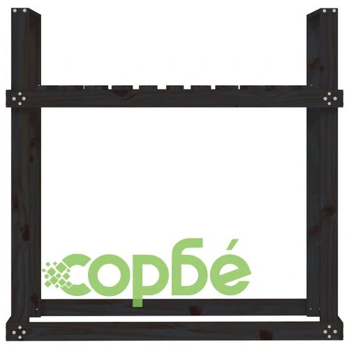 Поставка за дърва за огрев, черна, 110x35x108,5 см, бор масив ➤ топ цена ➤ sorbe.bg