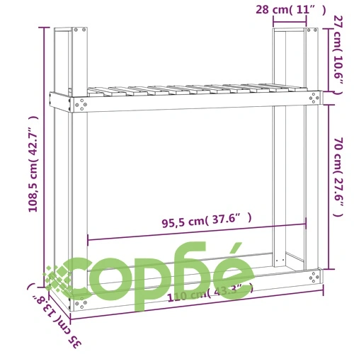 Поставка за дърва за огрев 110x35x108,5 см масивна дугласка ела ➤ топ цена ➤ sorbe.bg