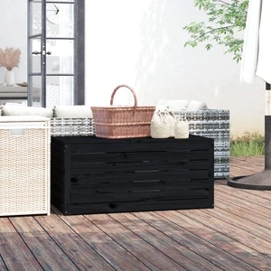 Градинска кутия черна 101x50,5x46,5 см масивна борова дървесина