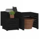 Комплект градински кутии от 3 части, черно, масивно дърво бор