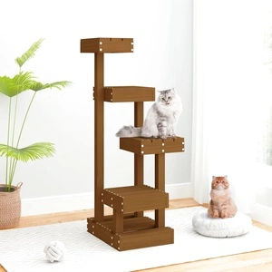 Котешко дърво, меденокафяв, 45,5x49x103см, масивно борово дърво 