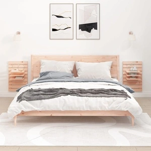 Нощни рафтове за стена, 2 бр, борово дърво масив