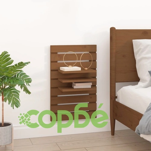 Нощни рафтове за стена, 2 бр, меденокафяви, борово дърво масив ➤ топ цена ➤ sorbe.bg