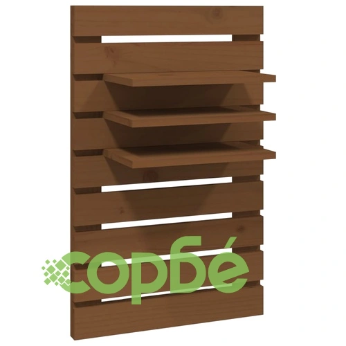 Нощни рафтове за стена, 2 бр, меденокафяви, борово дърво масив ➤ топ цена ➤ sorbe.bg