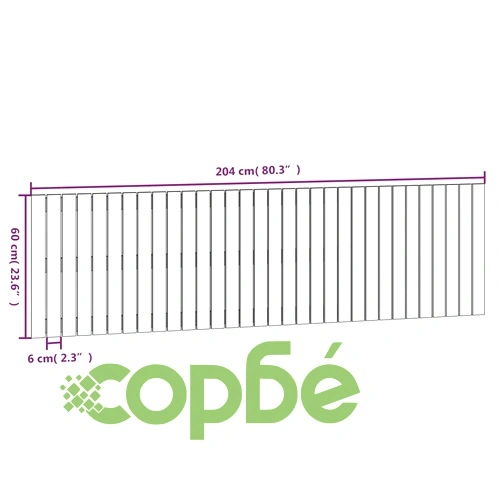 Стенна табла за спалня, черна, 204x3x60 см, борово дърво масив ➤ топ цена ➤ sorbe.bg