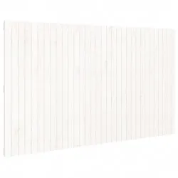 Стенна табла за спалня, бяла, 204x3x110 см, борово дърво масив