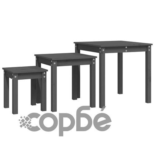 Стифиращи маси, 3 бр, сиви, бор масив ➤ топ цена ➤ sorbe.bg