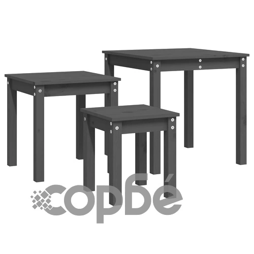 Стифиращи маси, 3 бр, сиви, бор масив ➤ топ цена ➤ sorbe.bg