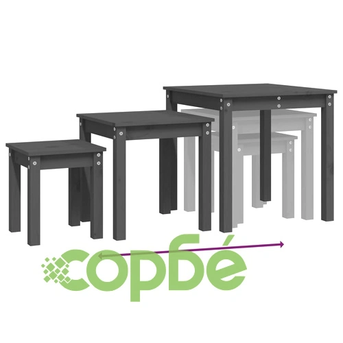 Стифиращи маси, 3 бр, сиви, бор масив ➤ топ цена ➤ sorbe.bg