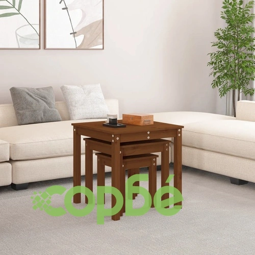 Стифиращи маси, 3 бр, меденокафяви, бор масив ➤ топ цена ➤ sorbe.bg