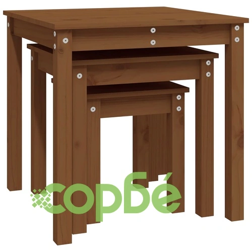 Стифиращи маси, 3 бр, меденокафяви, бор масив ➤ топ цена ➤ sorbe.bg