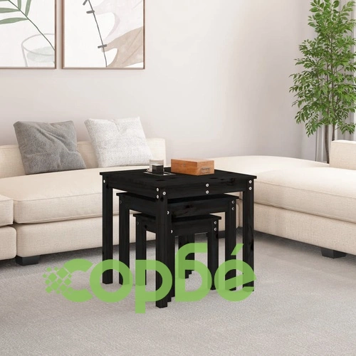 Стифиращи маси, 3 бр, черни, бор масив ➤ топ цена ➤ sorbe.bg