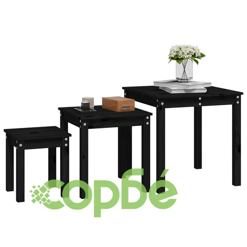 Стифиращи маси, 3 бр, черни, бор масив ➤ топ цена ➤ sorbe.bg