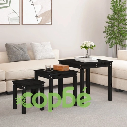 Стифиращи маси, 3 бр, черни, бор масив ➤ топ цена ➤ sorbe.bg