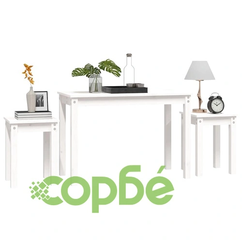 Стифиращи маси, 3 бр, бели, бор масив ➤ топ цена ➤ sorbe.bg