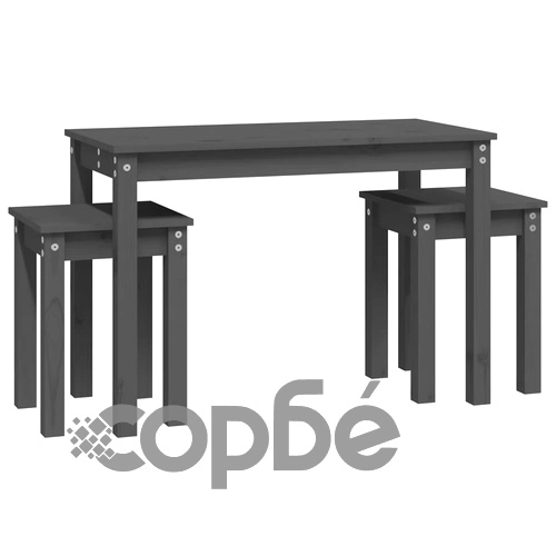 Стифиращи маси, 3 бр, сиви, бор масив ➤ топ цена ➤ sorbe.bg
