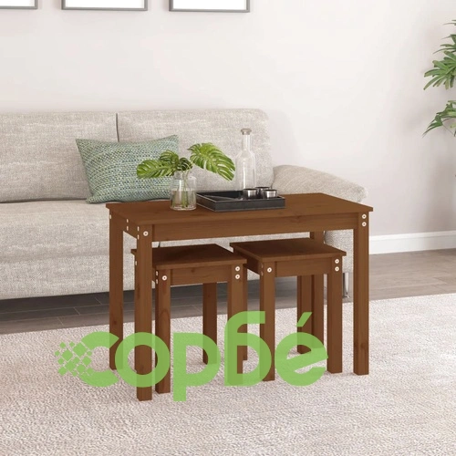 Стифиращи маси, 3 бр, меденокафяви, бор масив ➤ топ цена ➤ sorbe.bg