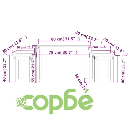 Стифиращи маси, 3 бр, меденокафяви, бор масив ➤ топ цена ➤ sorbe.bg