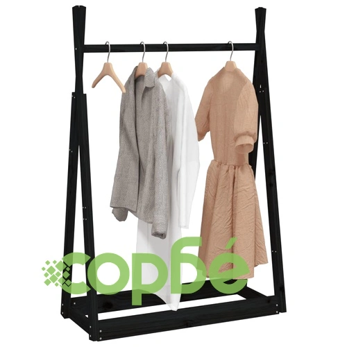 Етажерка за дрехи черна 100x45x150 см бор масив ➤ топ цена ➤ sorbe.bg