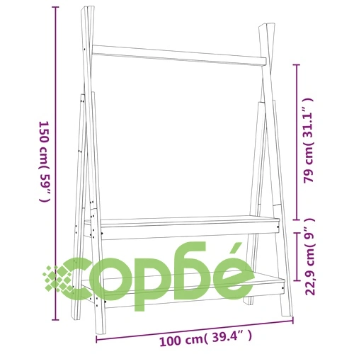 Етажерка за дрехи бяла 100x45,5x150 см бор масив ➤ топ цена ➤ sorbe.bg